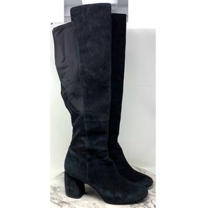 Nine West Kerianna Suede Pull On Knee High Boots 8.5 Classic Minimalist Neutral